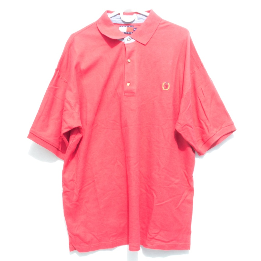 Tommy Hilfiger Mens Red Crest Polo XL Vintage